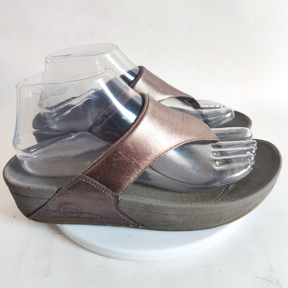 Fitflop Lulu Toning Toe-Post Summer Sandals Womens Size 7 EU 38 Rose Gold - Picture 2 of 6